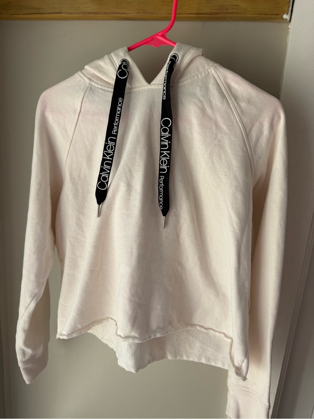 Cropped Calvin Klein Women's cream Hoodie Sweatshirt
